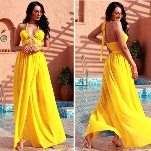 New! Love & Lemonade Tie Back Crisscross Wrap Cami Maxi Dress 41563